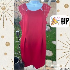 Alex Evenings Lace Cap Sleeve Cutouts Sheath Straight Midi Cocktail Dress Sz 16